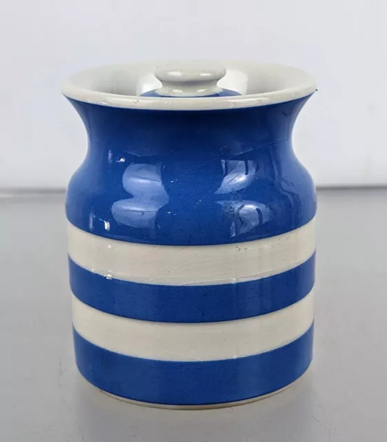 T G Green Cornishware Pottery Plain Spice Storage Jar Green Shield Small 8.5cm