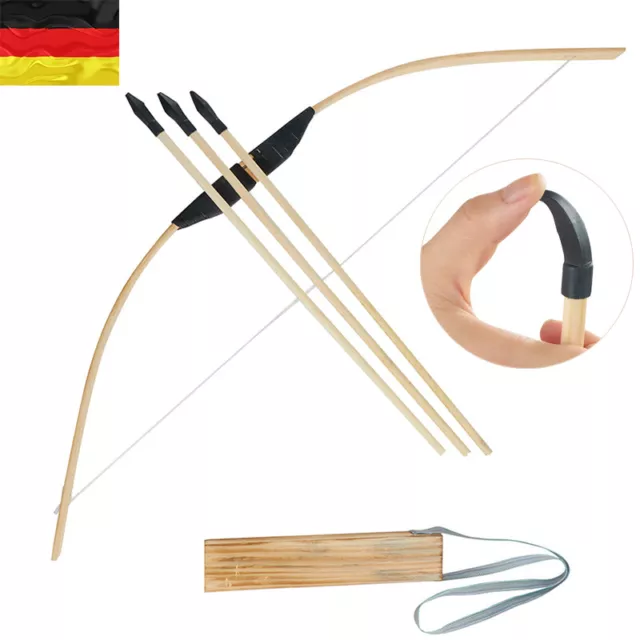 70cm Bogenschießen Bogen&Pfeile Set Bambus für Kinder Jagd Spielzeug Geschenk