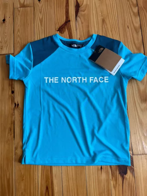 BOYS KIDS North Face SHORT SLEEVE T SHIRT Size S SMALL (7/8) SCUBA BLUE  NWT