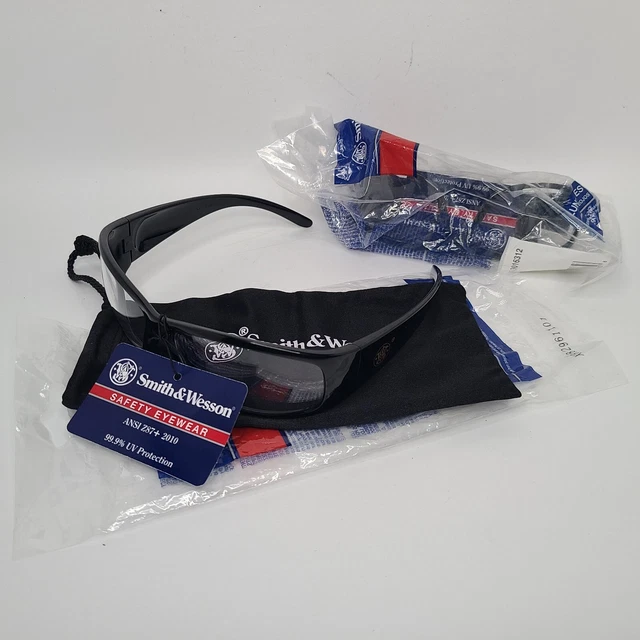 Lot of 2 Smith & Wesson Elite Safety Glasses Black Frame Clear Lens ANSI Z87.1+