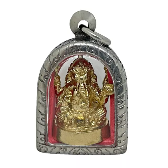 Lord Ganesha Hindu Murti Elephant Head Thai Amulet Pendant Stainless Case #12