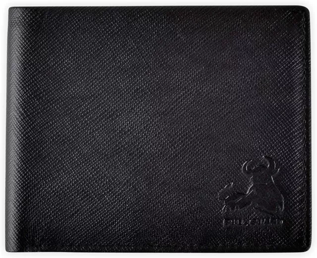 Stylish Mens RFID Card Blocking Bifold Wallet Soft Genuine Black Leather Gift