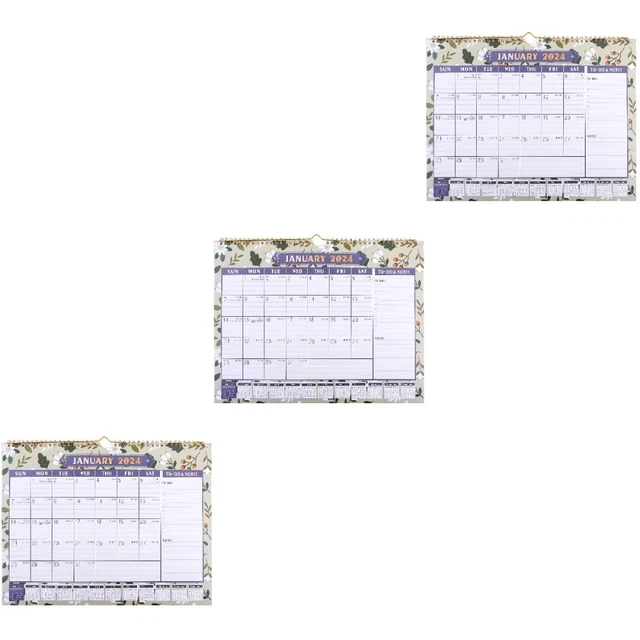 3 PIECES 2024 Wall Calendar 2024 Flip Calendar Simple Wired Office 44.