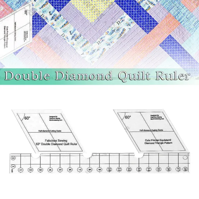 60-Grad Doppel Diamant Quiltlineal Patchwork Vorlage Acryl Quilten Nählineal
