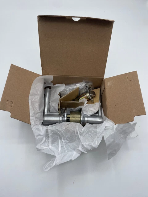 Schlage F51A BRW 626 Broadway Lever Keyed Entry Lock Satin Chrome