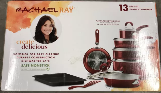 Rachael Ray 12147 Create Delicious Aluminum Nonstick Cookware Set 13 Piece - Red