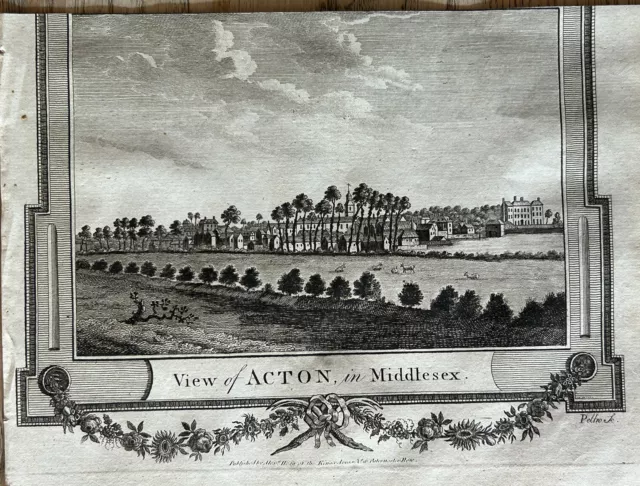 1794 View Of Acton, London, Middlesex Original Antique Print