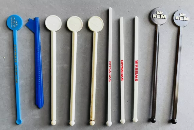 European Airlines Swizzle Sticks - Various Styles - Set of 10 Including Nordair