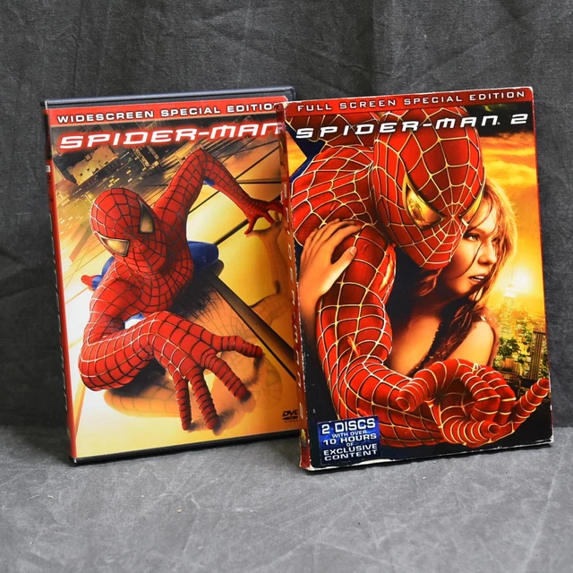 SPIDER MAN 1 2 DVD Lot Marvel Widescreen Full Screen Special Editions spider-man-1-2-dvd-lot-marvel-widescreen-full-screen-special-editions