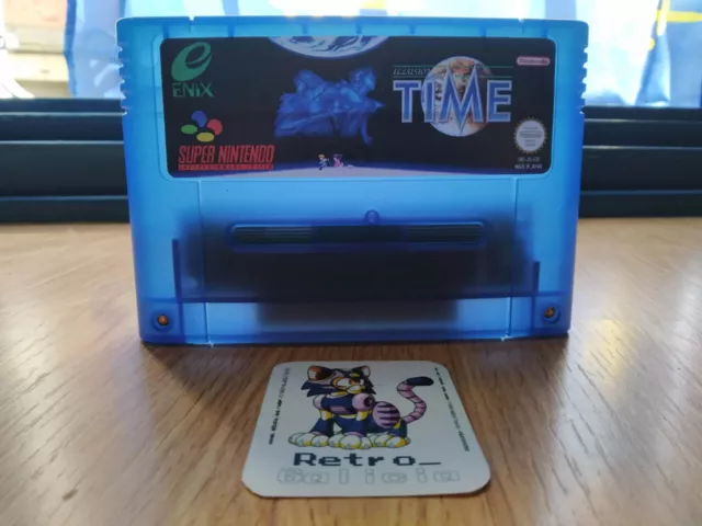 Illusion of Time SNES PAL PAL azul transparente textos en ESPAÑOL