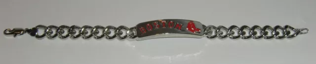 Boston Red Sox Heavy Duty Metal Link Team ID Bracelet MLB Licensed Jewelry