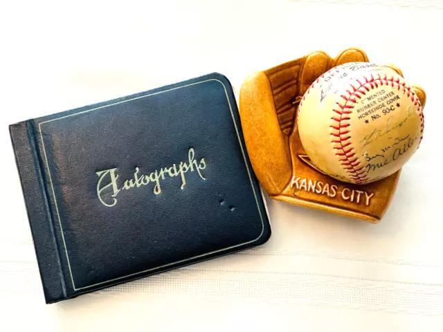 WOW 1956 NY Yankees Signed Ball & Book Martin Stengel Howard Berra Larson