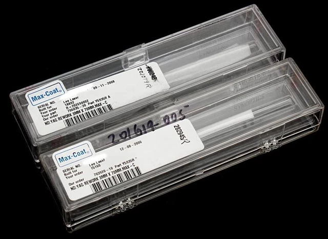 2x Northrop Grumman ND:YAG REWORK 3mm x 70mm Laser Cavity Pump Lamp Crystal Rod