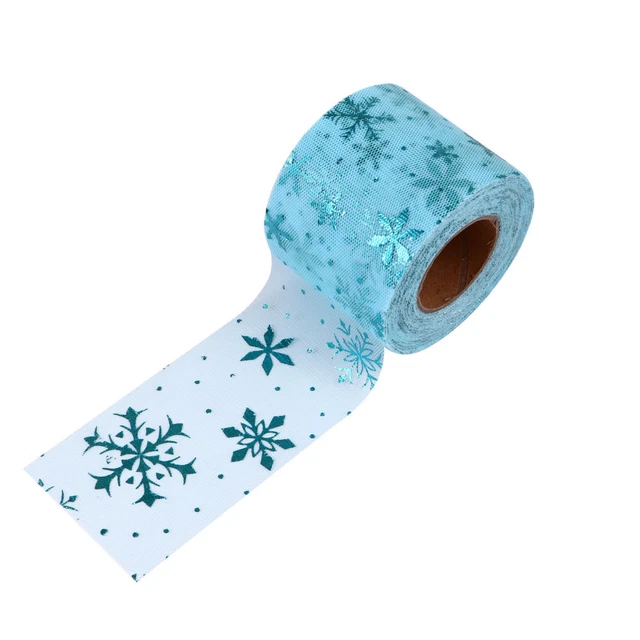 3 Sets Schneeflocke Tüll Stoff Urlaub Geschenk Band Weihnachten Tüll Stoff 2