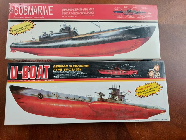 LEE x2 Motorized 1:150 German Submarine & 1:300 U-Boat Model Ship Kits *Open Box