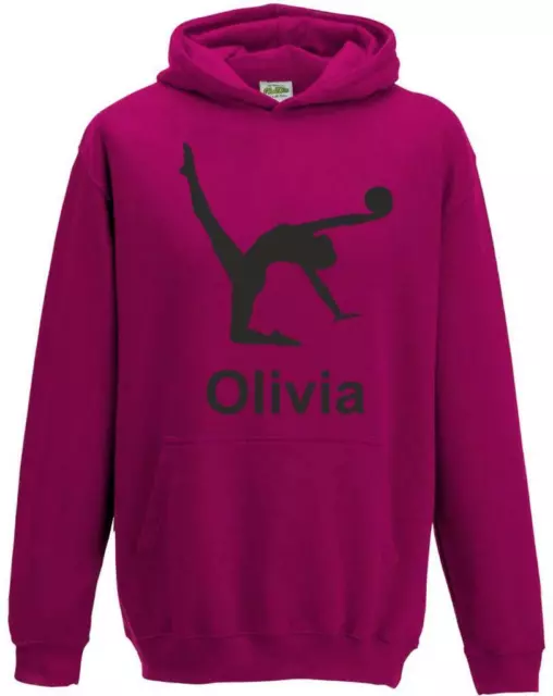 Kids Boys Girls Childs Personalised Gymnastics Hoody Hoodie Hooded Sweatshirt s3