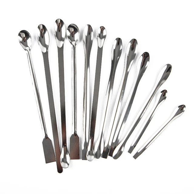 12PCS STAINLESS STEEL Lab Spoon Spatula Laboratory Sampling Spoon ...