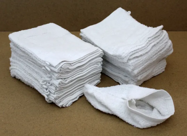 50 Stück Clinotest Waschhandschuhe Waschlappen 16x21cm weiß Baumwolle Frottierha