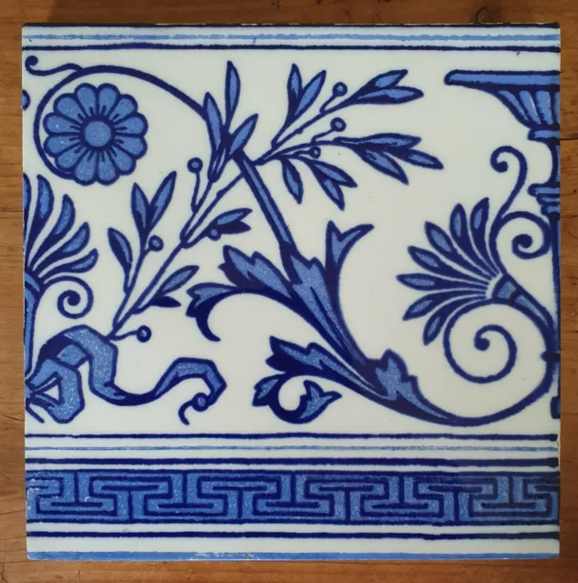 Stunning blue & White Neo Classical design tile. Minton Hollins & Co.
