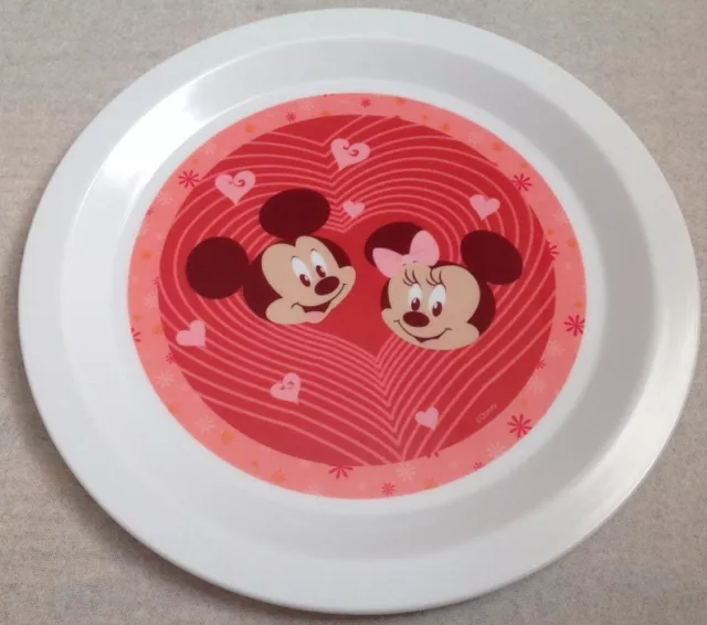 Juego de 5 piezas de comedor tazón taza tenedor cuchara Disney Mickey & Minnie corazones rojos NUEVO 3