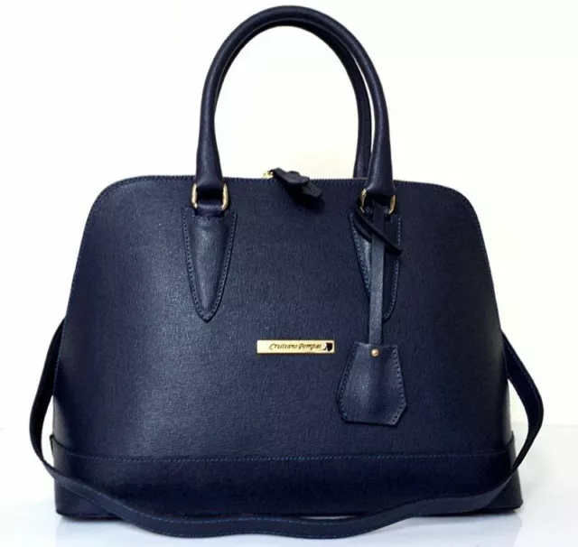 Cristiano Pompeo new borsa donna tracolla Made in Italy pelle saffiano blu € 379