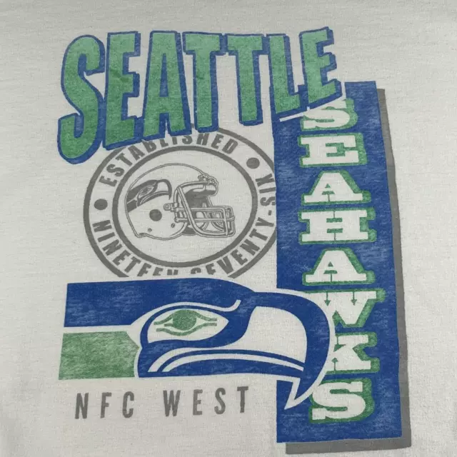 Seattle Seahawks Sweatshirt Men’s Sz Large Junk Food Tees White Pullover NFL