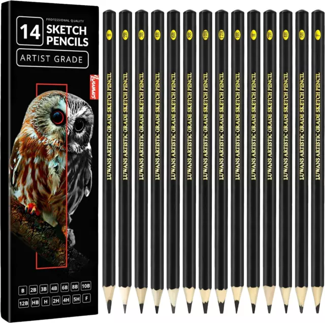 Drawing Pencils Set of 14 B-12B Sketch Pencils for Drawing Art Pencil for Artist