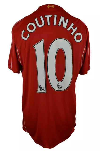 WARRIOR Liverpool 2014-15 Home Football T-Shirt size L Mens #10 Coutinho 3