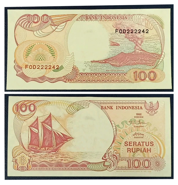 013. Indonesia 100 Rupiah 1992 Almost Solid S/N 222242 aUNC