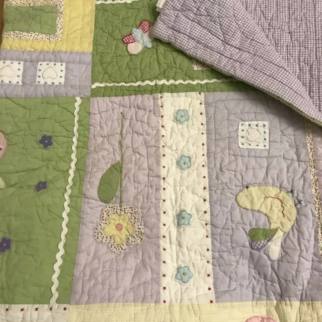 POTTERY BARN KIDS Summer Birds Flowers Twin Quilt Reversible 67” X 84” Exc!