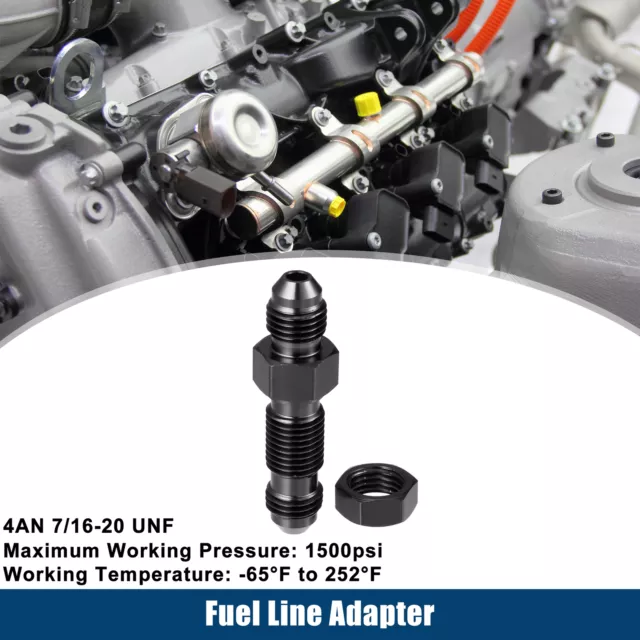 1 Pcs Fuel Adapter Top Fuel Line Connector for Car Aluminum Alloy 4AN Black