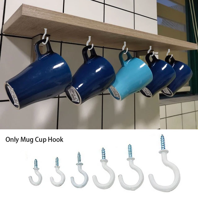 70pcs Heavy Duty Cabinet Mug Hanging Screw In Cup Hook Indoor Outdoor Storage