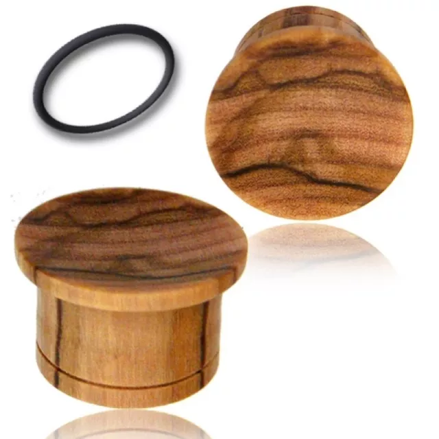 Pair Concave Single Flare Olive Wood Plugs Tunnel Gauges Gauge Organic Plug
