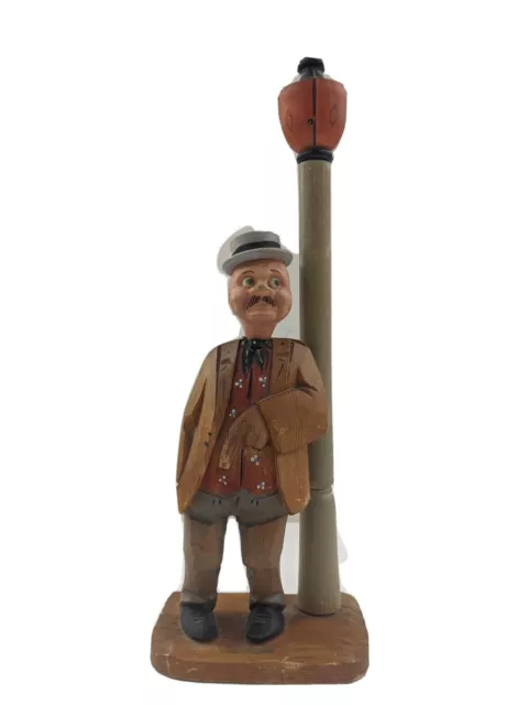 ANRI Hand Carved Bottle Opener & Cork Screw - Drunk by Lamp Post - Large 10" Fig