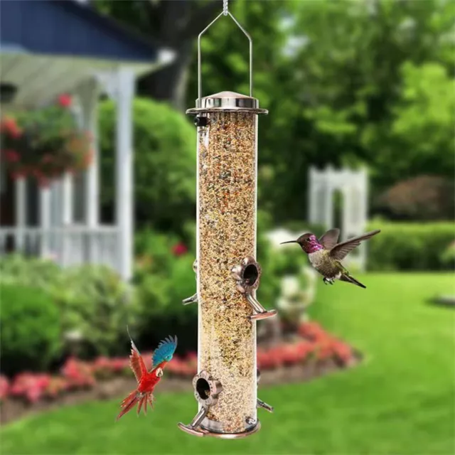 fr Bird Feeder Squirrel Proof Wild Bird Feeder with 4 Feeding Ports for Garden Y