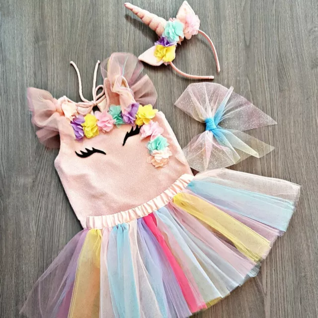 Abito tutù per bambina 1° compleanno festa unicorno arcobaleno torta smash