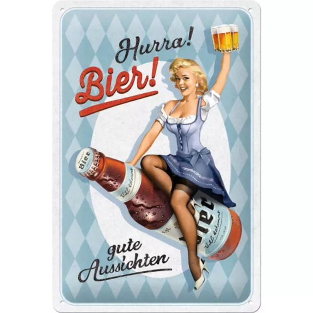 Nostalgic-Art - Retro Vintage Blechschild Metallschild 20 x 30cm - Hurra! Bier!