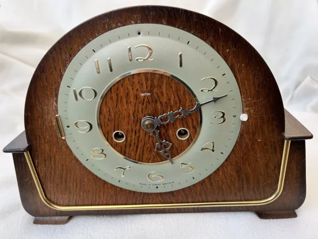 VINTAGE WESTMINSTER CHIME MANTEL CLOCK BY SMITHS for restoration or parts.