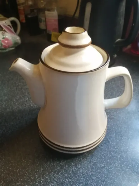 Denby Fine stoneware Teapot In Brown Beige Sand Tones, Large Size - 21cm Tall