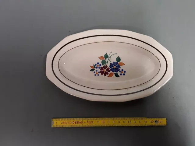 ancien Petit plat porcelaine  ovale ravier serviteur deco fleurs french antique