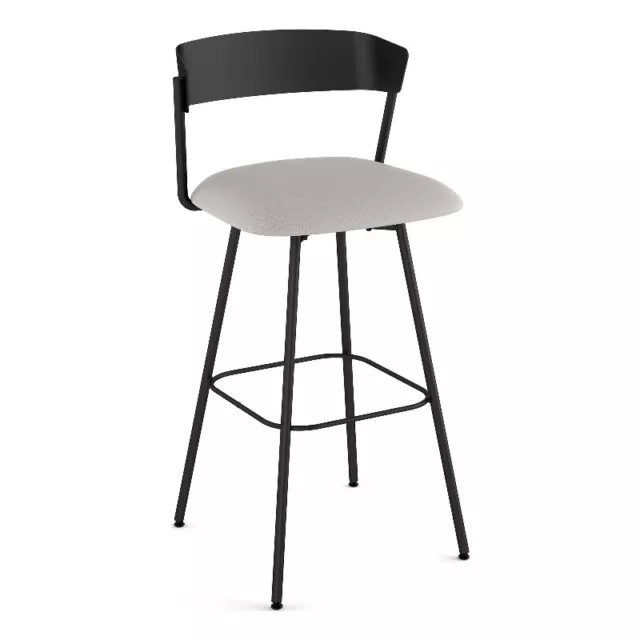 Amisco Ludwig 26 In. Swivel Counter Stool - Light Grey Polyester / Black Metal