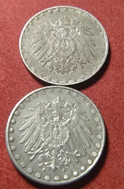2461) Kaiserreich Weltkrieg 10 Pfennig Eisen 1916 A 1921 A in ø VZ / AU