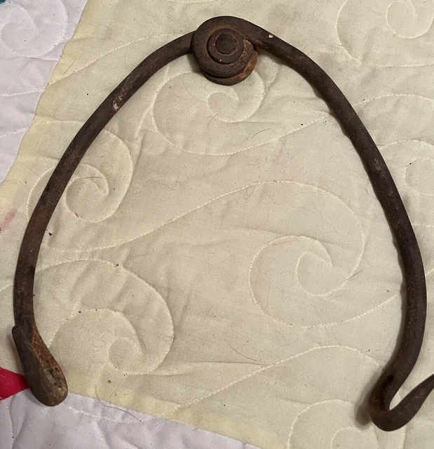 Antique Primitive Kettle Hook Pot Hanger Wishbone Blacksmith Made Forged Iron