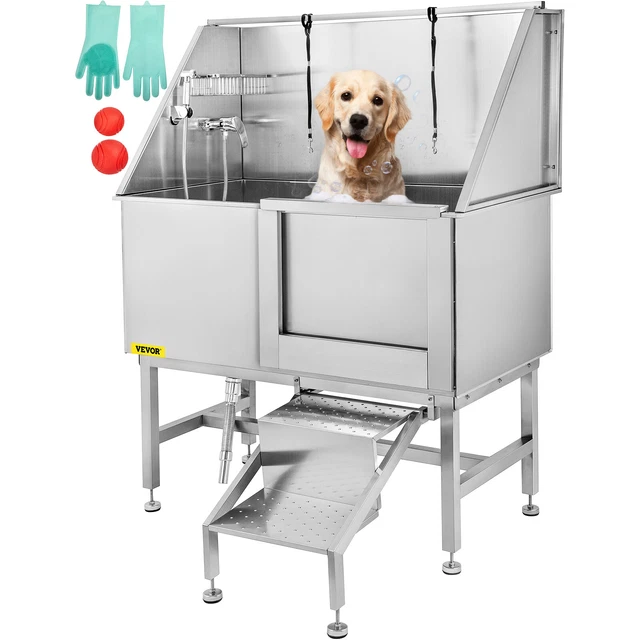 VEVOR 34-62'' Pet Dog Grooming Bath Tub Dog Cat Wash Shower Kit Stainless Steel