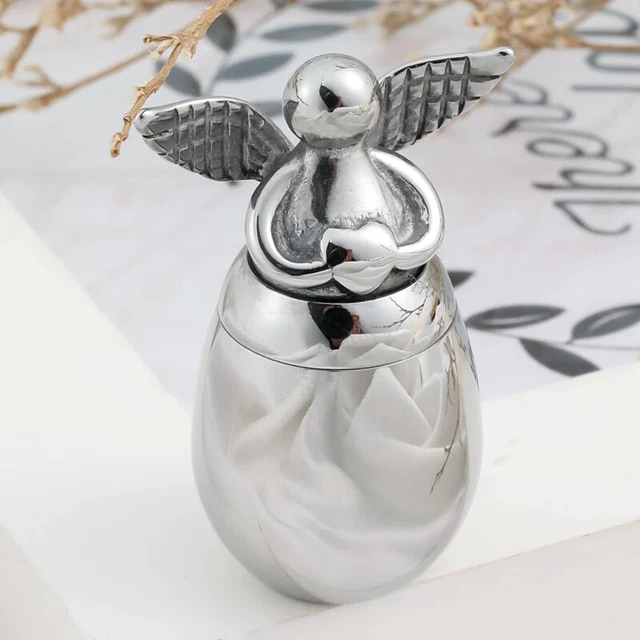 Silver Angel Wings Keepsake Ashes Urn Cremation Ashes Memorial Metal Small Large