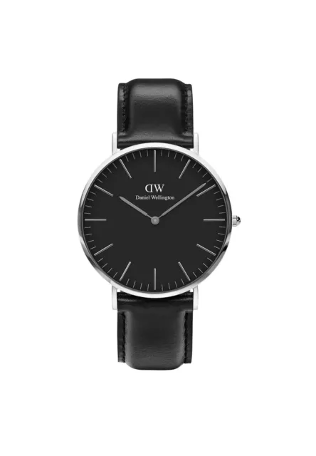 Daniel Wellington Classic Sheffield 40mm Men's Watch, Leather Band Silver Watch