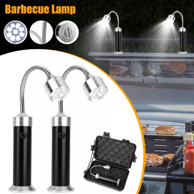 2Pcs LED Magnetic BBQ Lights Barbecue Grill Light Heatproof 360° Flexible Hose