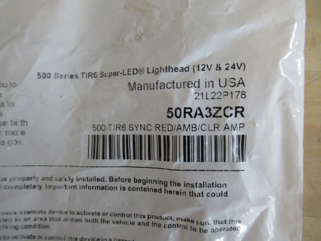 Whelen 50RA3ZCR 500 Series TIR6 Super-LED Lighthead 12v & 24v
