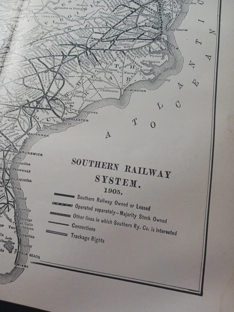 1905 DATED TRAIN Route Map SOUTHERN RAILWAY SYSTEM all Lines ...