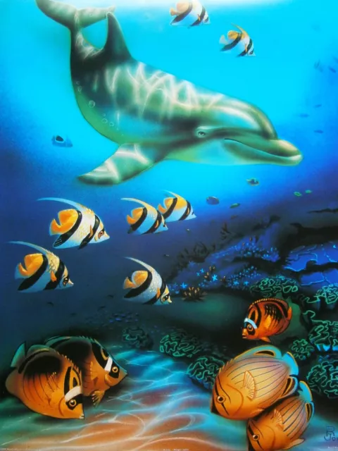 Mini Poster Reef Radiance Dolphins Tropical Fish Coral Reef